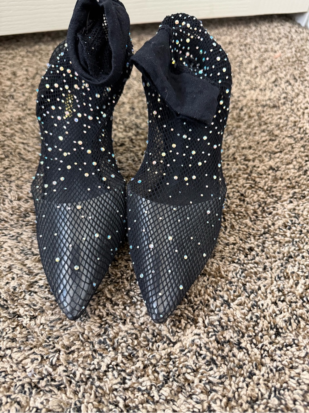 Midnight Spark Rhinestone Fishnet Booties - Picture 2 of 3